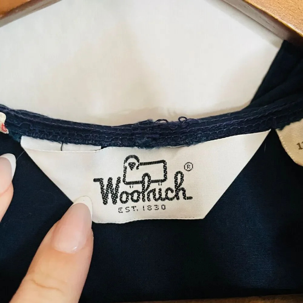 Vintage Woolrich Size Small Unisex Jacket - Navy Hooded Toggle Zipper Pullover - Picture 7 of 9
